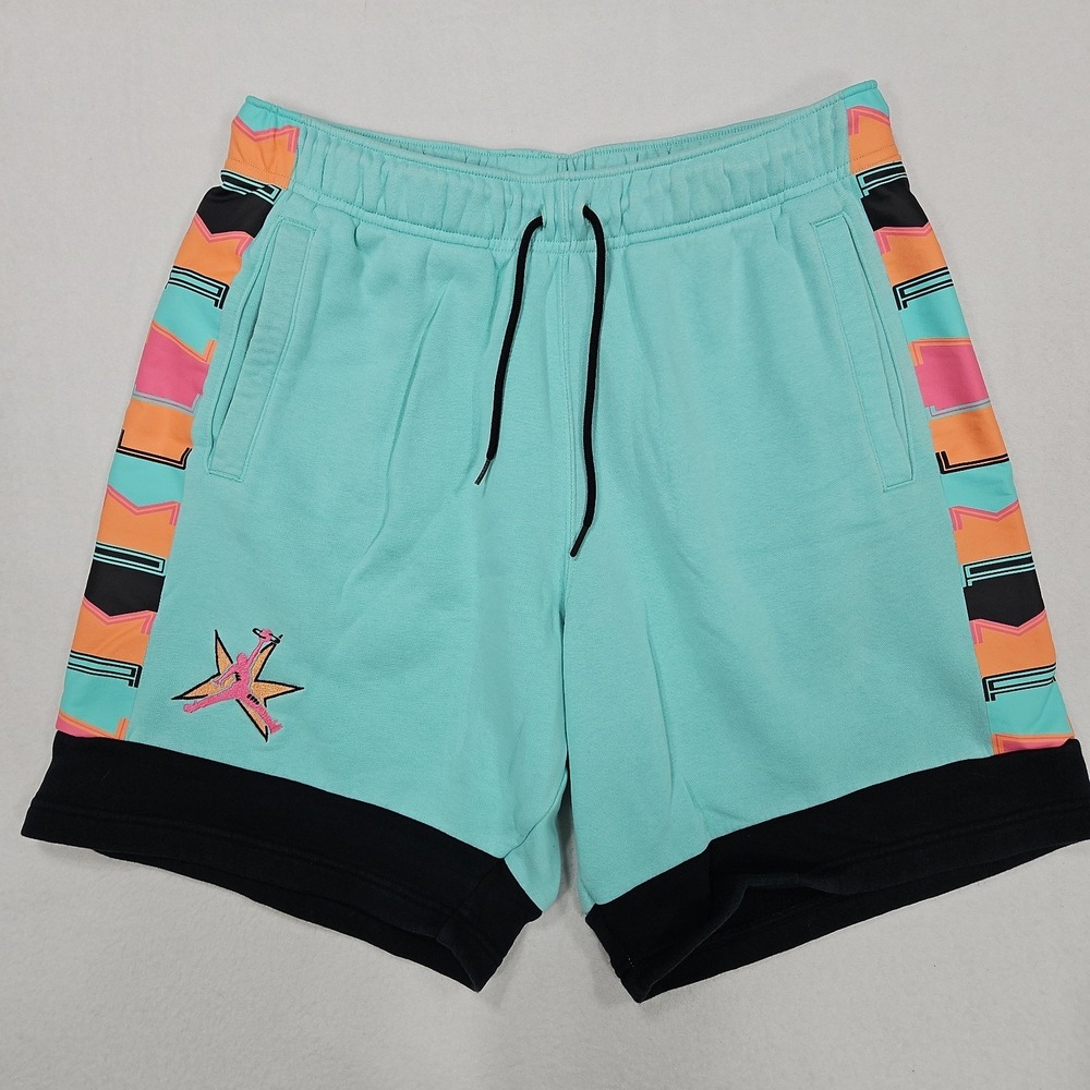 Nike Jordan AJ11 Mens L Fleece Green Teal Retro Shorts Tropical Twist DD5279-307